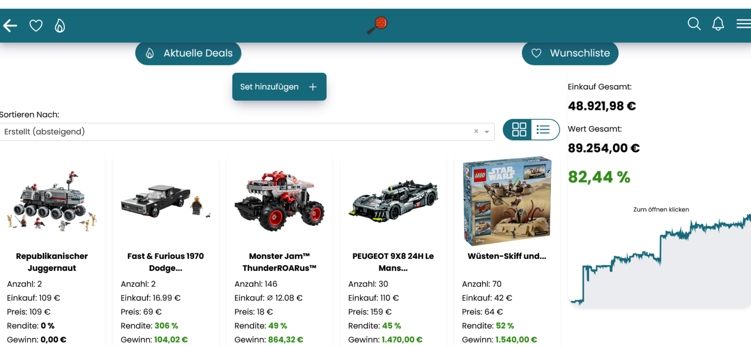 Brick-Tracker Investment-Tool live: LEGO Portfolio tracken & Rendite ...