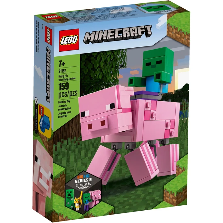 LEGO Minecraft 21157 BigFig Schwein mit Zombiebaby Bild 2